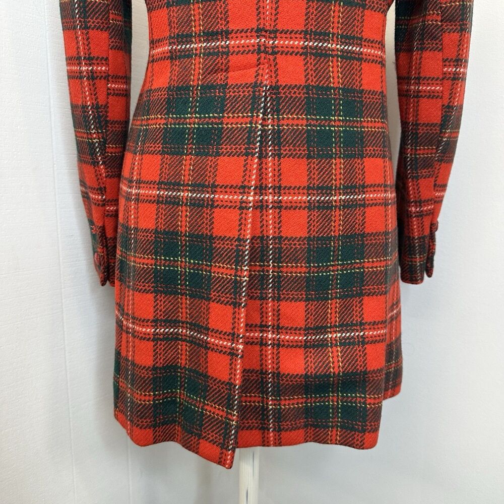 Pendleton Red Wool Tartan Plaid Pea Coat Jacket Fit and Flare Flattering Cut - Picture 11 of 16